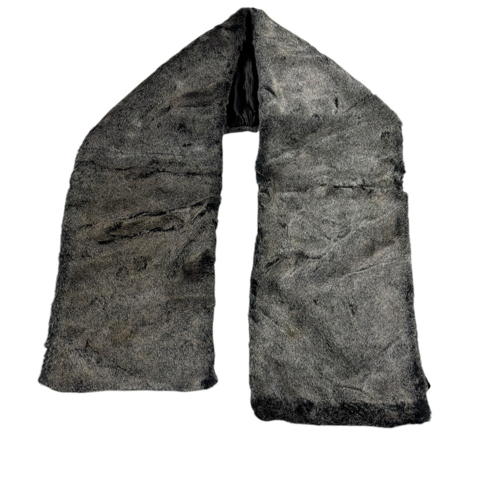 Faux Fur Black Brown Rectangular Neck Scarf Neck‎ Warmer Size 25"x8"